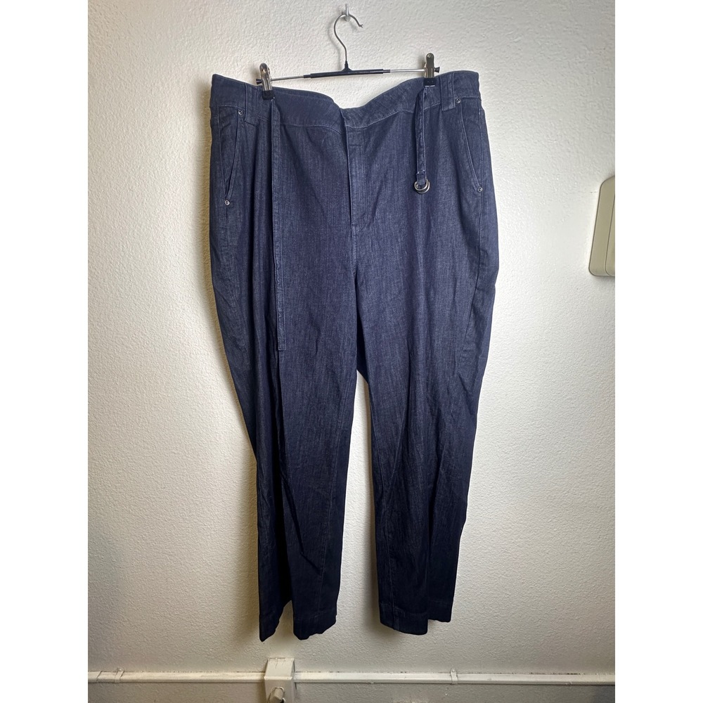 NYDJ Mia Palazzo D-Ring Belt Rinse Jeans 22W WDTF9264 Blue Wide Leg Denim